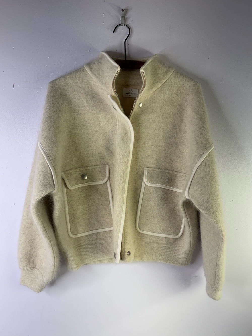 Bobbles & Lace wool blend jacket in cream size M/L